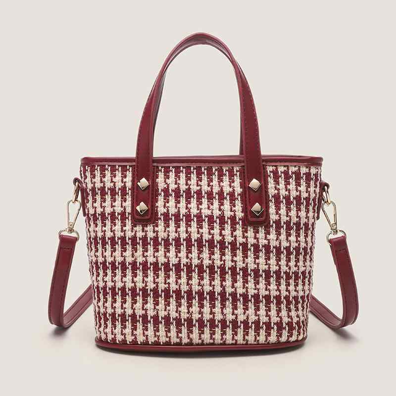 鞄 ハンドバッグ トートバッグ バケツ型 高級感 赤 ワインレッド ウール調 フェルト生地 シンプル ファ..