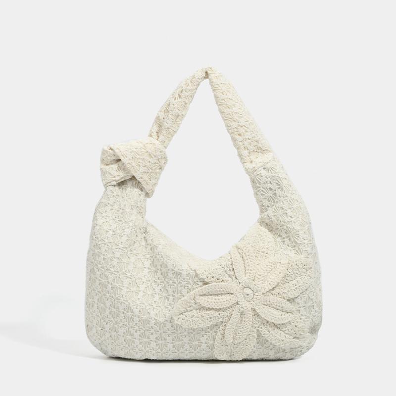 トートバッグ レディース 女性用 ショルダーバッグ 肩掛け鞄 水溶性レース カントリー風 フェミニン 大容量 通勤 デイリーユース 春夏 ホワイト ブルー ソフトタイプ ファスナー開閉 スマホポケット付き