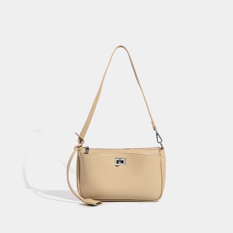 バッグ レディース ロック金具 ショルダーバッグ ハンドバッグ PUレザー 横型 スクエア型 コンパクト ファスナー開閉 内ポケット付き シンプル カジュアル 通勤用 普段使い 上品 おしゃれ 春夏