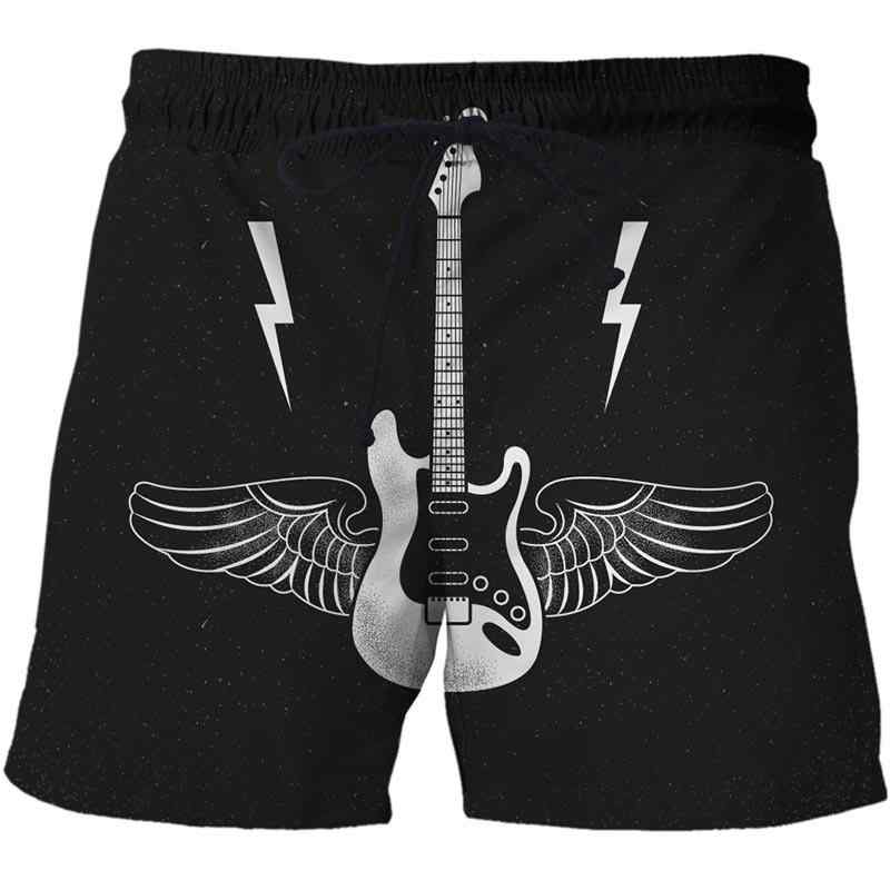 ショートパンツ メンズ ギター柄 音楽 3Dプリント 通気性 涼しい 膝丈 ハーフパンツ 普段使い ストレッ..