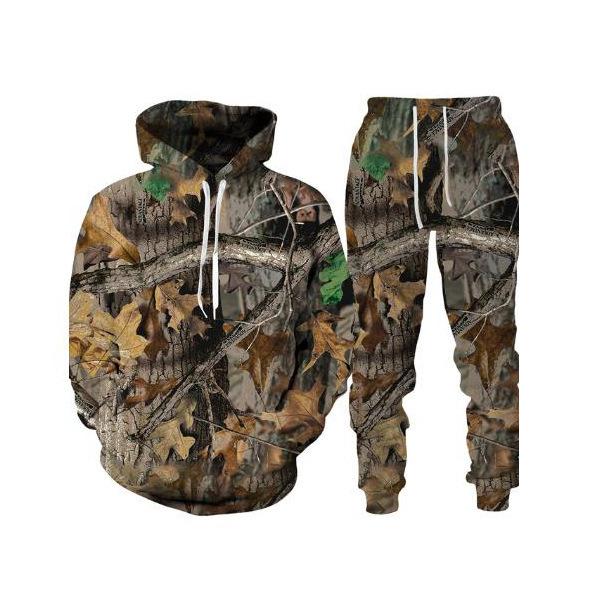 パーカー メンズ 3Dプリント リーフ柄 スウェット上下セット 釣り キャンプ アウトドア スポーツ 普段使い 春秋用 ポリエステル