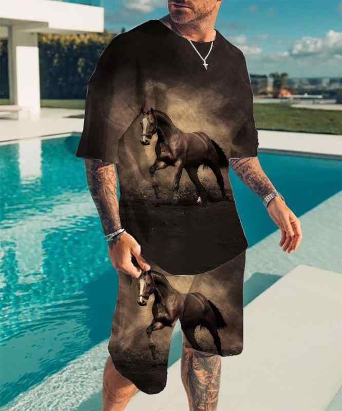 セットアップ メンズ 上下セット Tシャツ ショートパンツ 3Dデジタルプリント 半袖 トレンド カジュアル ストリート系 ファッション ヒップホップ 春夏 ポリエステル