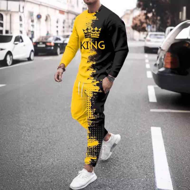 セットアップ メンズ 男性用 クルーネック 長袖 トレーナー フードなし スウェットパンツ スポーツウェ..