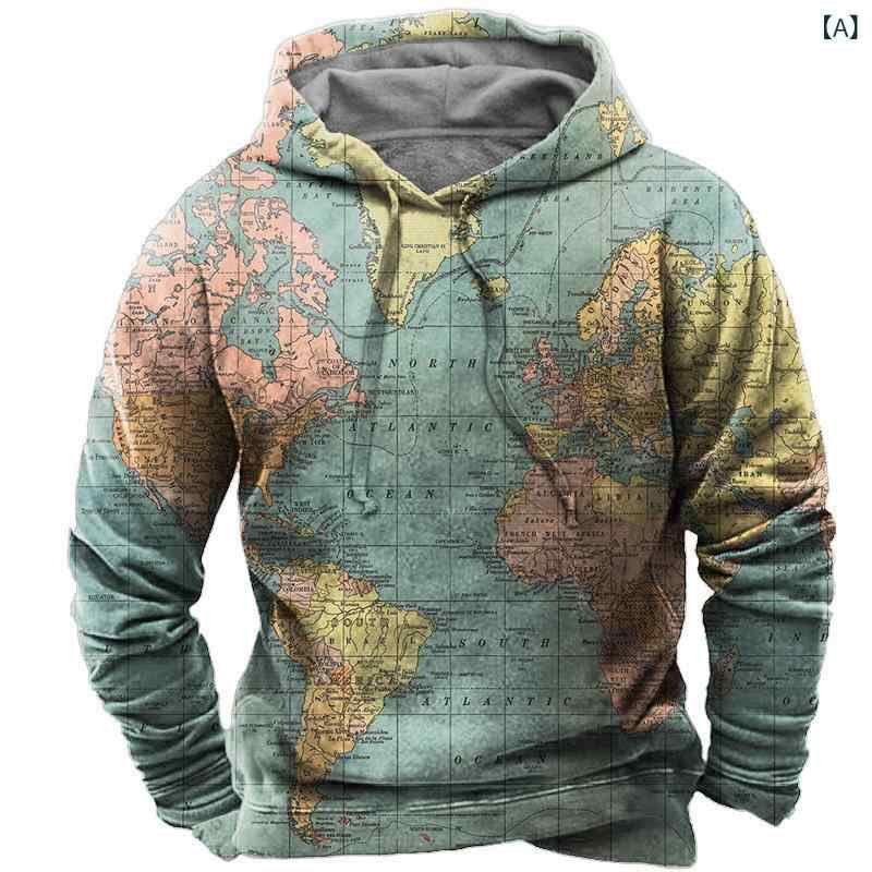 パーカー メンズ 男性用 プルオーバー フーディー スウェット トレーナー ストリート系 ファッション スポーツ カジュアル 普段使い ゆったり ビッグシルエット 3Dデジタルプリント ポリエステル 長袖 春秋