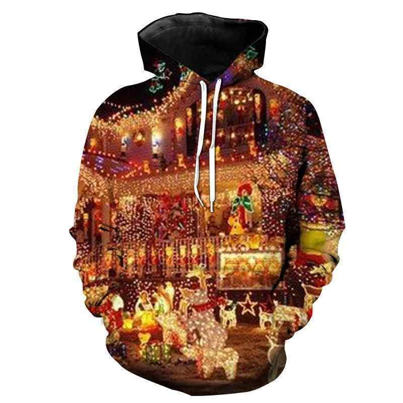 パーカー メンズ 男性用 3Dプリント プルオーバー クリスマス柄 かわいい おしゃれ ゆったり オーバー..