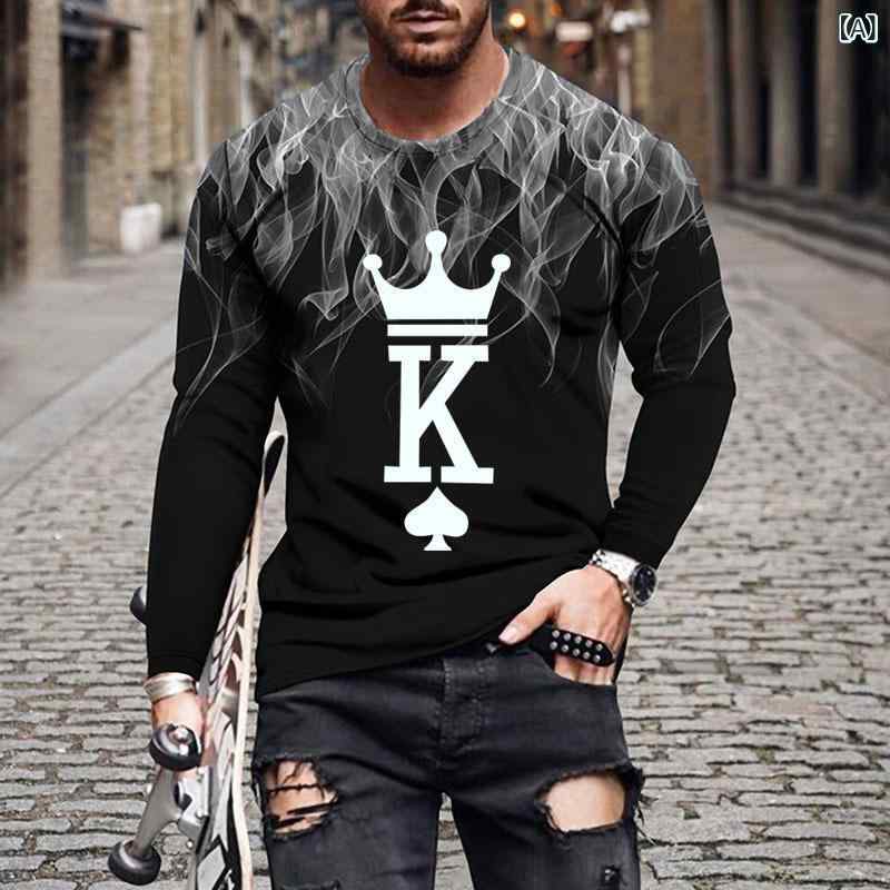 Tシャツ メンズ トップス 春秋 クルーネック 長袖 スリムフィット カジュアル 3D フレームロゴ プリント 再生繊維 通気性 普段使い 男性用