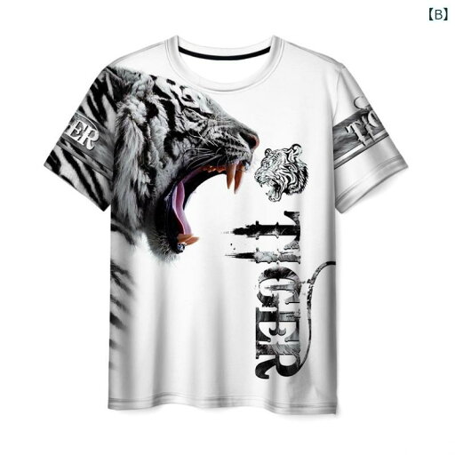 Tシャツ メンズ 男性用 虎柄 アニマルプリント 3Dプリント 昇華プリント 半袖 薄手 ゆったり ビッグシルエット 丸首 クルーネック ストリート カジュアル 快適素材 ポリエステル 夏服 トップス