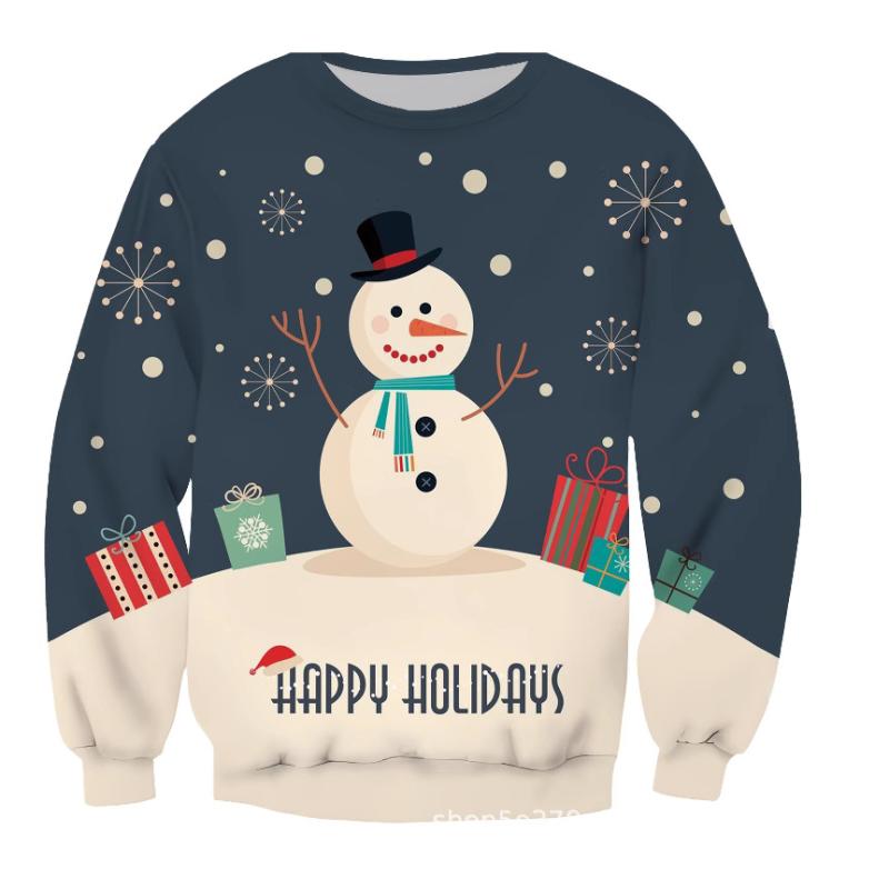 スウェット メンズ 男性用 クルーネック 丸首 長袖 フードなし プルオーバー ゆったり ビッグシルエット ルーズフィット 3Dデジタルプリント ポリエステル 秋冬 クリスマス 普段使い デイリーユース 大人カジュアル 若者向け