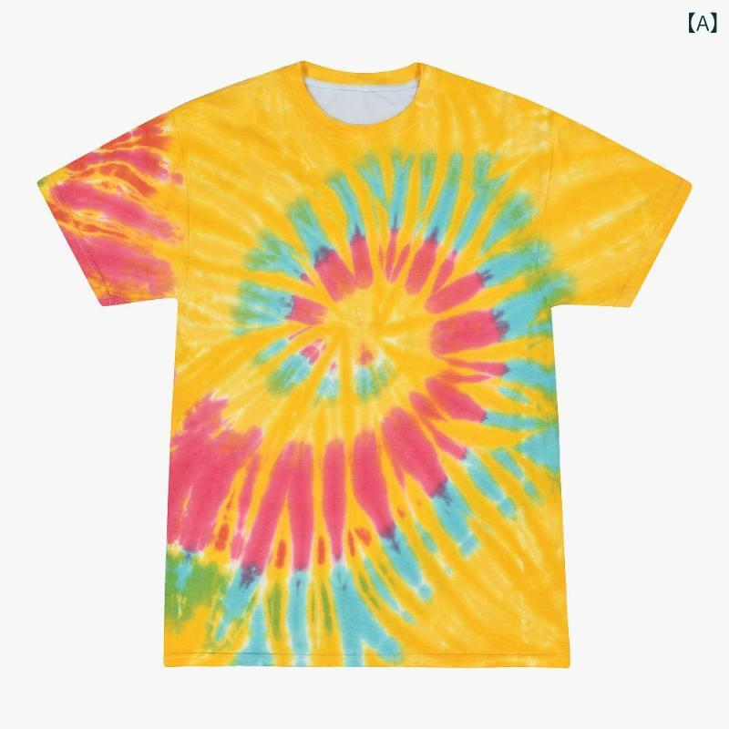 Tシャツ メンズ 絞り染め 3Dプリント カラフル ゆったり オーバーサイズ 半袖 クルーネック ポリエステル 吸湿速乾 通気性 カジュアル 普段使い 春夏