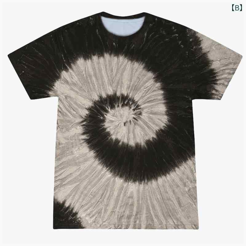 Tシャツ メンズ 絞り染め 3Dプリント カラフル ゆったり オーバーサイズ 半袖 クルーネック ポリエステル 吸湿速乾 通気性 カジュアル 普段使い 春夏