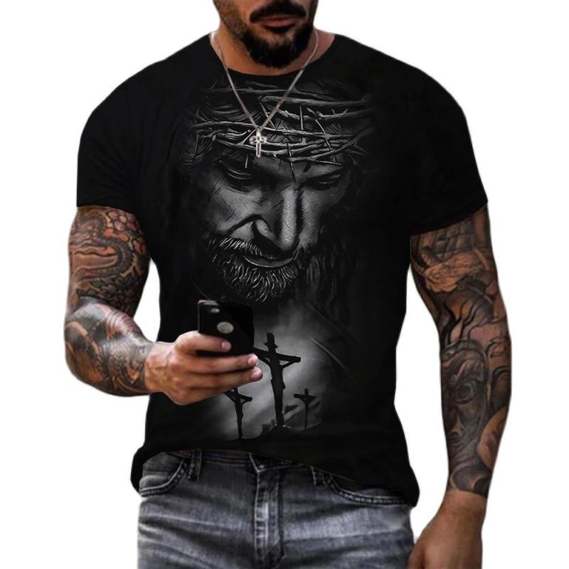 Tシャツ メンズ 人物顔 3Dプリント 半袖 ゆったり ビッグシルエット カジュアル 原宿ストリート系 ポリエステル 速乾性 春夏 普段使い