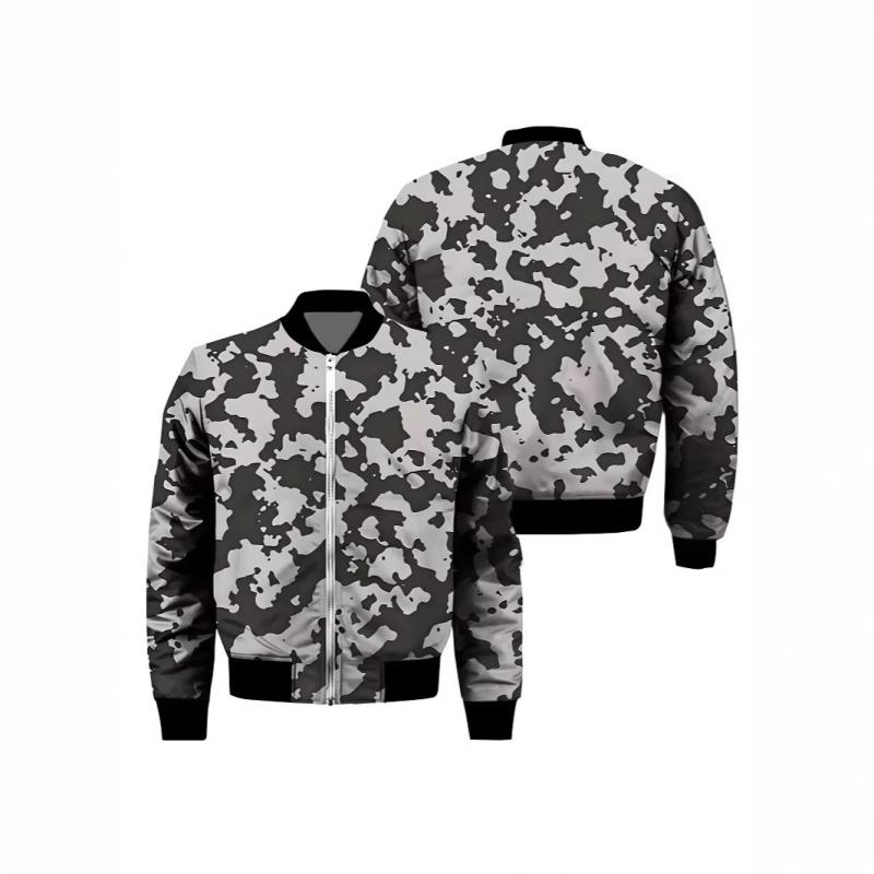 ジャケット メンズ 男性用 3Dデジタルプリント 動物柄 スタンドカラー ジップアップ スウェットブルゾ..