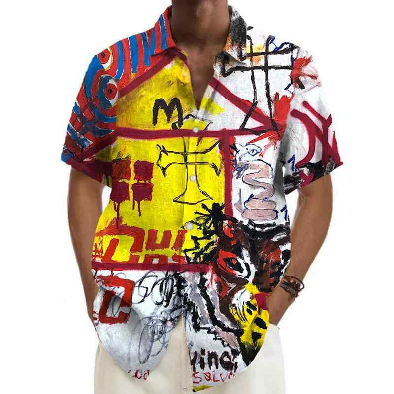 アロハシャツ メンズ 男性用 半袖 ゆったり オープンカラー カジュアル 3Dデジタルプリント 小花プリント 総柄 ポリエステル 通気性 吸湿速乾 洗濯機OK ビーチ リゾート 普段使い 春夏