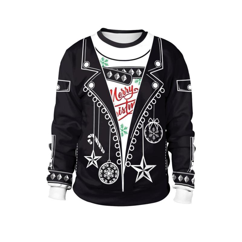 スウェット ユニセックス クリスマス おもしろ だまし絵 フェイクプリント 3Dデジタルプリント クルー..