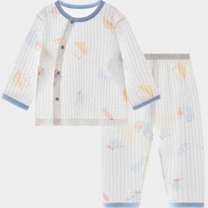 ベビー服 男の子 女の子 乳幼児服 綿100% 長袖 薄手 上下2点セット パジャマ ルームウェア 吸湿速乾 セパレート 春夏 1歳 2歳 快適 普段着(x2)