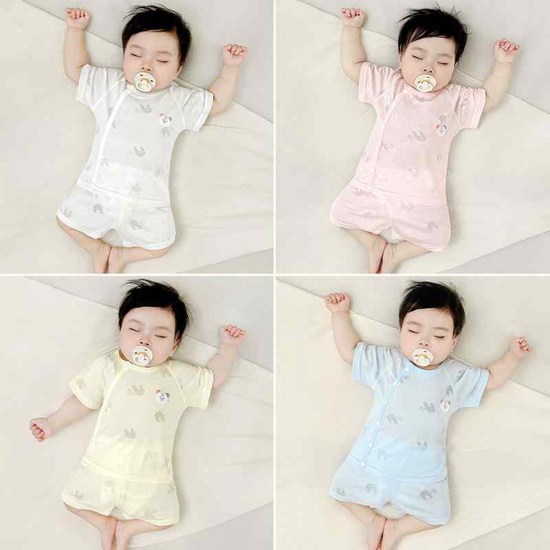 ベビー キッズ 男女兼用 半袖 ショートパンツ セットアップ 夏 薄手 涼しい 上下セット 吸湿速乾 再生繊維 肌に優しい 普段使い お出かけ着 1歳 2歳 3歳 赤ちゃん 子供 幼児服(x2)