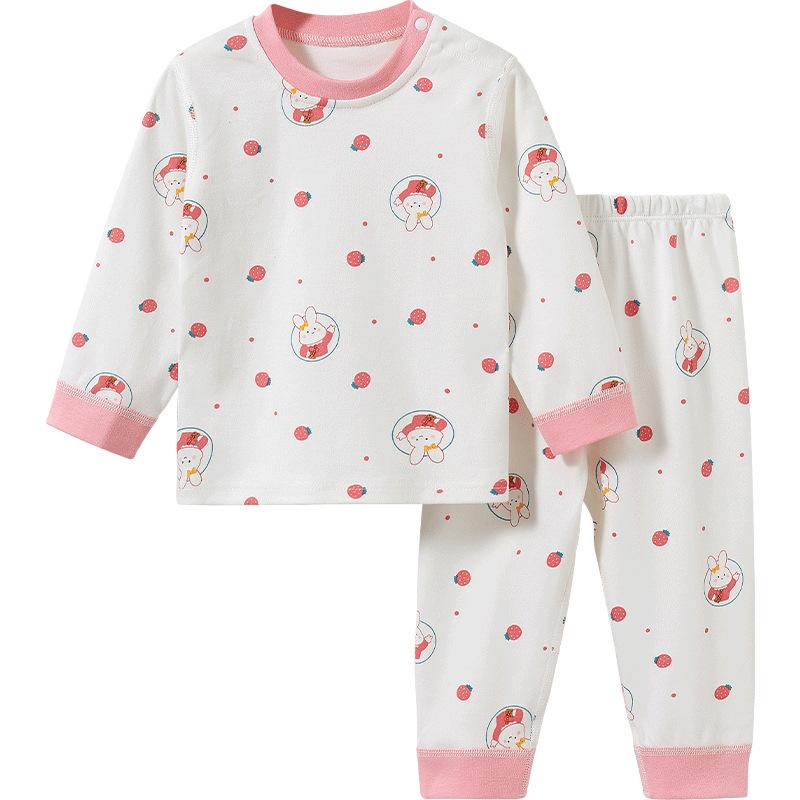 肌着 キッズ ベビー 幼児 男女兼用 綿100% 薄手 春夏秋 上下セット セパレート インナー 保温 吸湿速乾 ルームウェア パジャマ(x2)