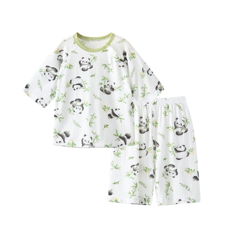 キッズ ベビー 男の子 女の子 子供服 モダール パジャマ ルームウェア 夏 七分袖 通気性 接触冷感 吸汗速乾 薄手 上下セット 花柄 総柄 カートゥーン柄 かわいい 寝巻き 部屋着