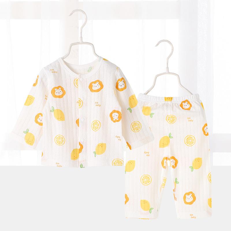 ベビー 肌着 キッズ 男の子 女の子 春秋 純綿 コットン 上下セット セパレート ルームウェア パジャマ 部屋着 インナー 薄手 吸湿速乾 快適 動物柄 キャラクター柄 丸首