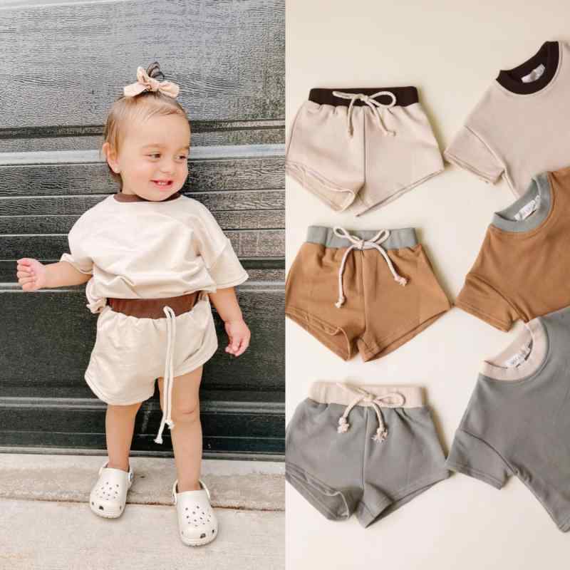 ベビー キッズ 男の子 女の子 半袖 セットアップ 北欧風 インスタ風 無地 ショートパンツ 綿100% ゆったり プルオーバー 柔らかい 肌触り 部屋着 普段着 春夏 幼児服 カジュアル