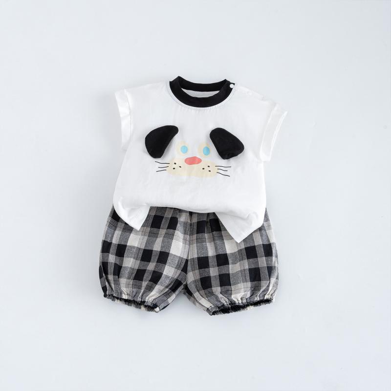 ベビー服 男の子 半袖Tシャツ ショートパンツ 綿100% チェック柄 セットアップ やんちゃカジュアル 薄手 肌触り良い 通気性 普段使い 春夏