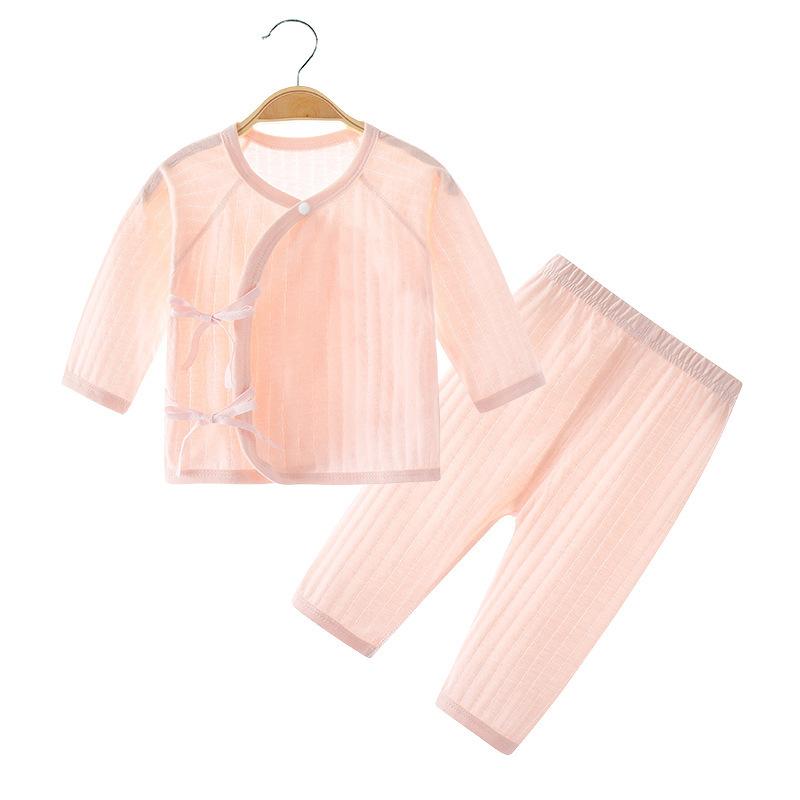 ベビー肌着 新生児 ベビー 綿100% 薄手 長袖 上下セット パジャマ ルームウェア 冷房対策 吸湿速乾 やわらか 無縫製 赤ちゃん服 春夏