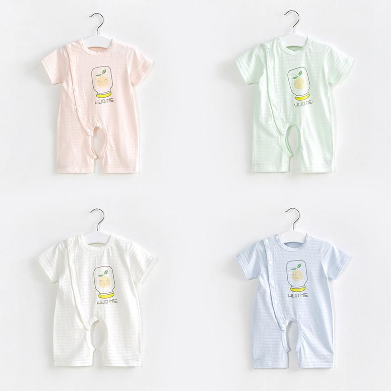 ロンパース ベビー 新生児 赤ちゃん 乳幼児 男女兼用 半袖 薄手 軽量 綿 コットン 春夏 かわいい キュート 快適 通気性 吸湿速乾 肌に優しい カバーオール 普段使い 部屋着(x2)