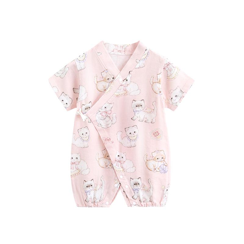 ベビー服 ベビー 男の子 女の子 ロンパース カバーオール 春夏 半袖 竹綿 ガーゼ 再生繊維 薄手 涼しい 甚平 パジャマ 前開き 吸湿速乾 肌着 新生児 赤ちゃん 普段着 お部屋着 デリケート肌 やわらか