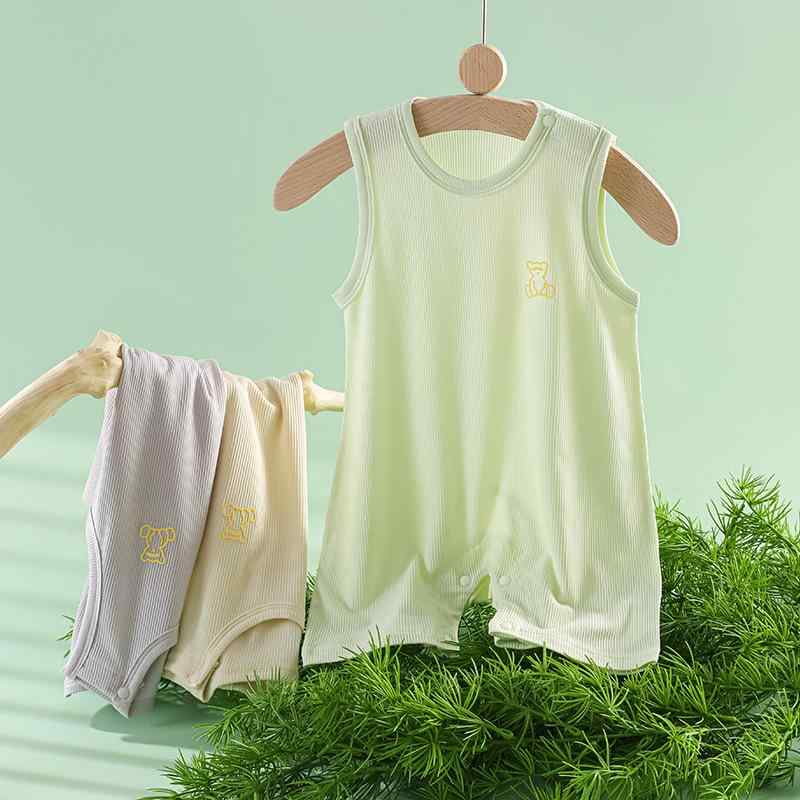 ロンパース ベビー 新生児 男女兼用 ノースリーブ モダール 薄手 接触冷感 涼しい 吸湿速乾 快適 ソフトタッチ 肌に優しい 肩ボタン カバーオール 春夏