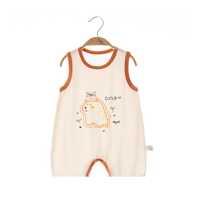 ロンパース ベビー ノースリーブ 春夏 超薄手 通気性 再生繊維 ライセル カバーオール 肌着 涼しい 快適 吸湿速乾 接触冷感 部屋着 パジャマ 男女兼用 縫い目なし