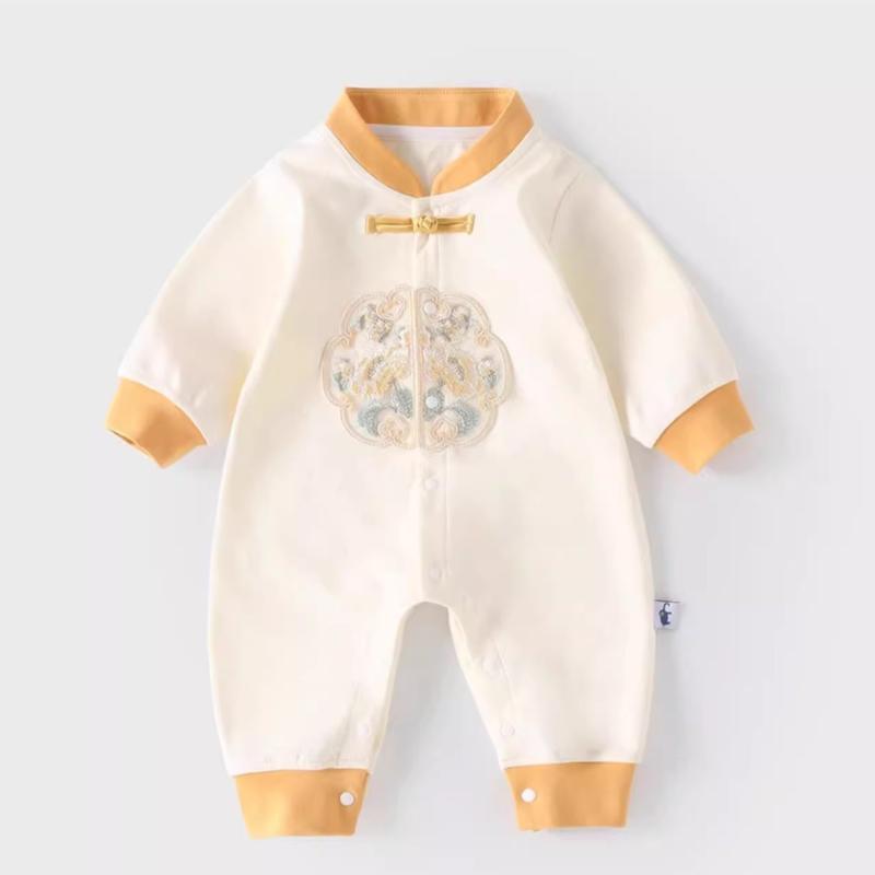 ベビー ロンパース 男女兼用 新生児 赤ちゃん用 カバーオール 長袖 綿100% コットン 前開き スナップボ..