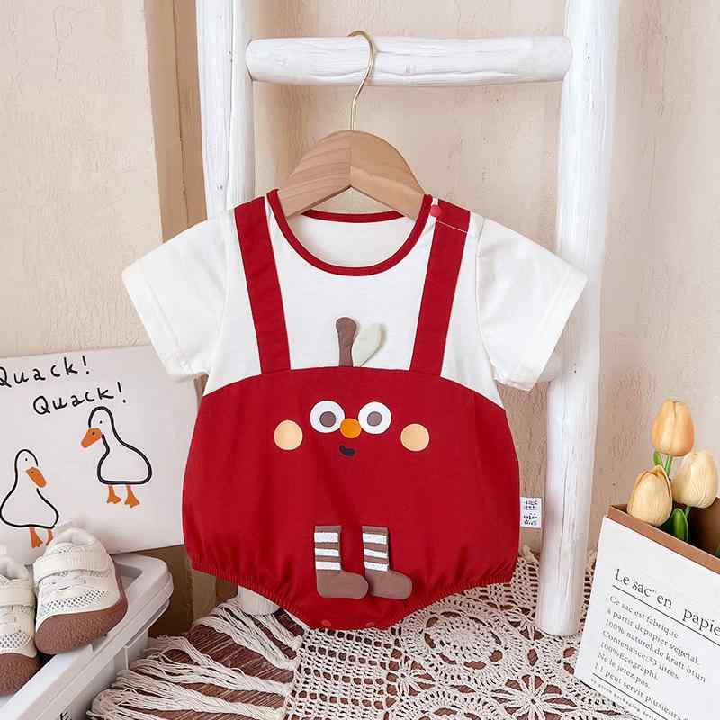 ロンパース ベビー 赤ちゃん 新生児 男の子 女の子 男女兼用 カバーオール 半袖 薄手 コットン 綿素材 かわいい キュート 愛らしい 夏 春夏 普段着 部屋着 出産祝い 満月 百日祝い お食い初め