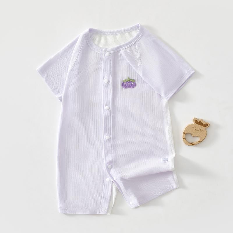 ロンパース ベビー 新生児 男女兼用 半袖 夏用 薄手 カバーオール 再生繊維 背中メッシュ 通気性 接触..