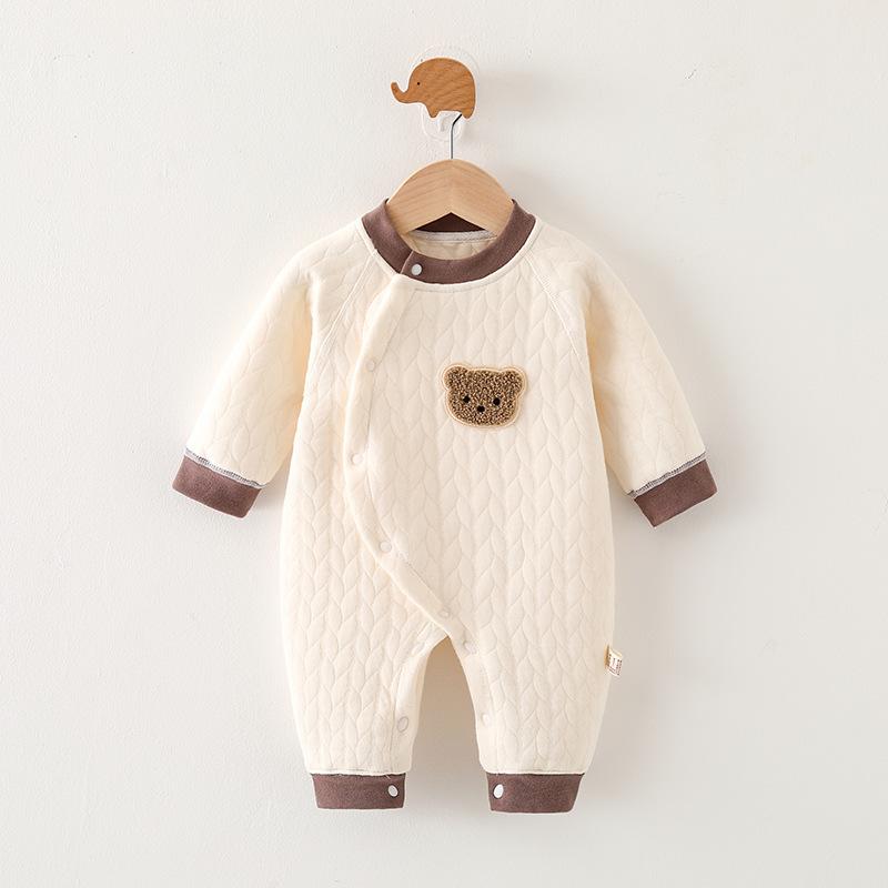 ベビー ロンパース カバーオール 新生児 男の子 女の子 男女兼用 綿100% コットン 中綿入り 厚手 あっ..