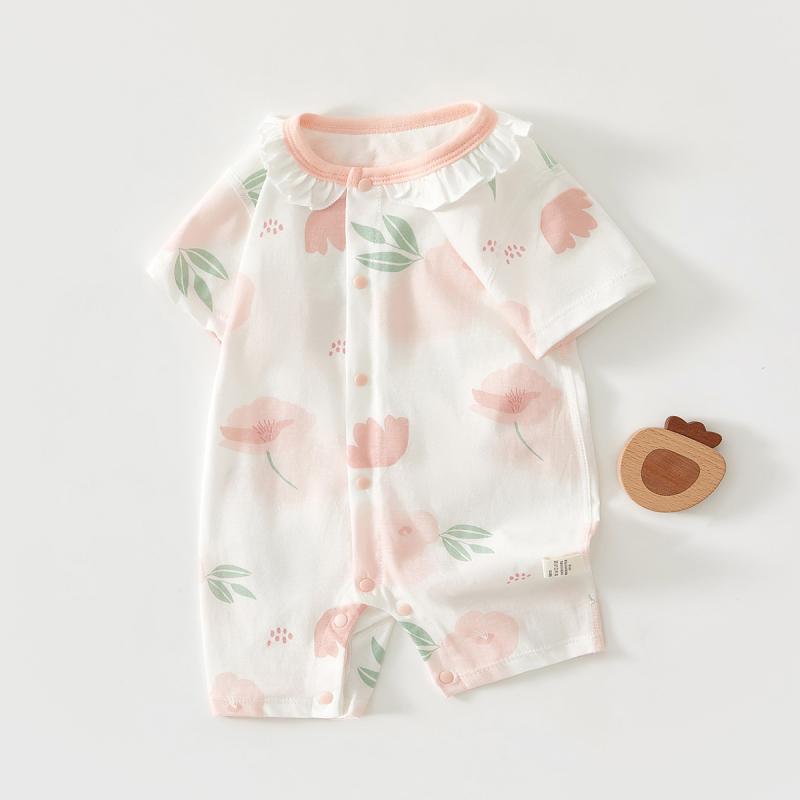 ベビー ロンパース 新生児 男の子 女の子 赤ちゃん カバーオール 半袖 綿100% 無骨縫製 薄手 夏用 前開き ボディスーツ スリーパー 普段使い 部屋着 吸湿速乾 コットン素材