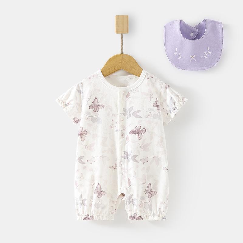 ロンパース カバーオール 半袖 接触冷感 薄手 シームレス 綿混紡 吸湿速乾 ベビー 赤ちゃん 乳幼児 男の子 女の子 肌に優しい ルームウェア 部屋着 パジャマ 春夏