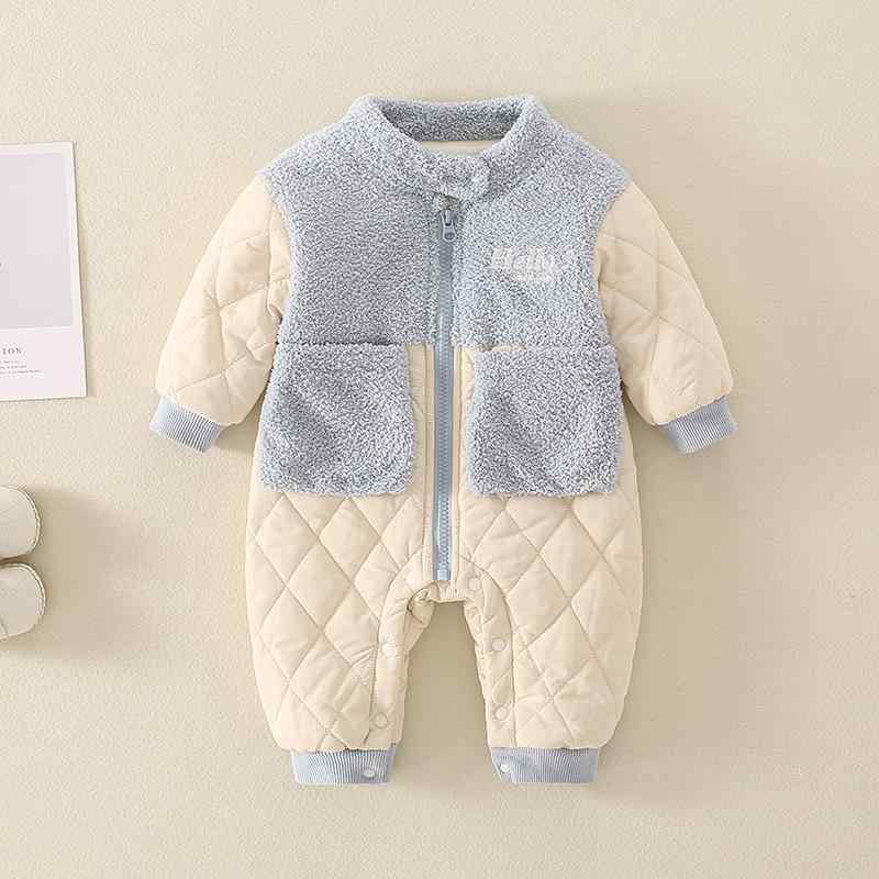 カバーオール ベビー 新生児 男女兼用 秋冬 厚手 防寒 保温 裏起毛 フリース ポリエステル お出かけ 外..