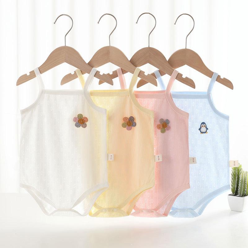 ロンパース ベビー 男の子 女の子 ユニセックス 竹繊維 コットン 夏 薄手 キャミソール ノースリーブ 吸湿速乾 通気性 涼しい シームレス 股下スナップ ボディスーツ 普段着 部屋着