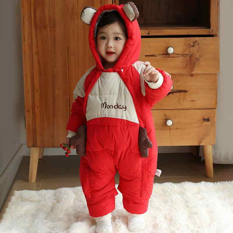 カバーオール ダウンロンパース ベビー 新生児 赤ちゃん 男女兼用 冬用 厚手 防寒 保温 ホワイトダック..