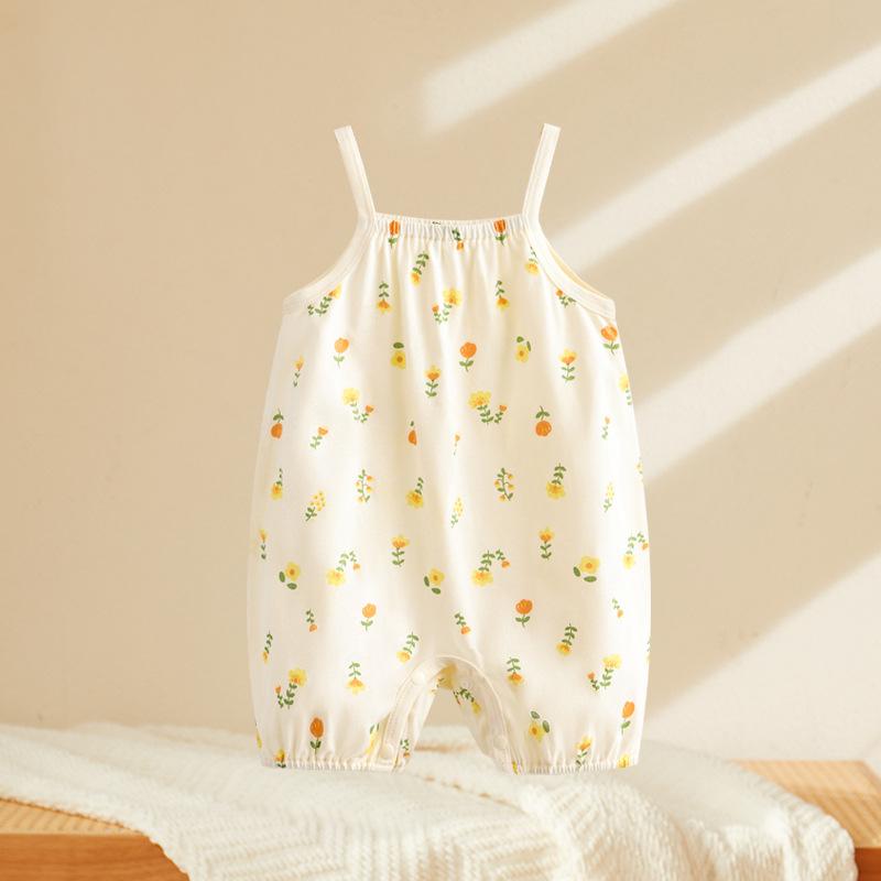 ロンパース 女の子 ベビー服 ストラップ キャミソール 綿100% ノースリーブ かわいい おしゃれ 薄手 涼しい 吸湿速乾 普段使い 部屋着 春夏