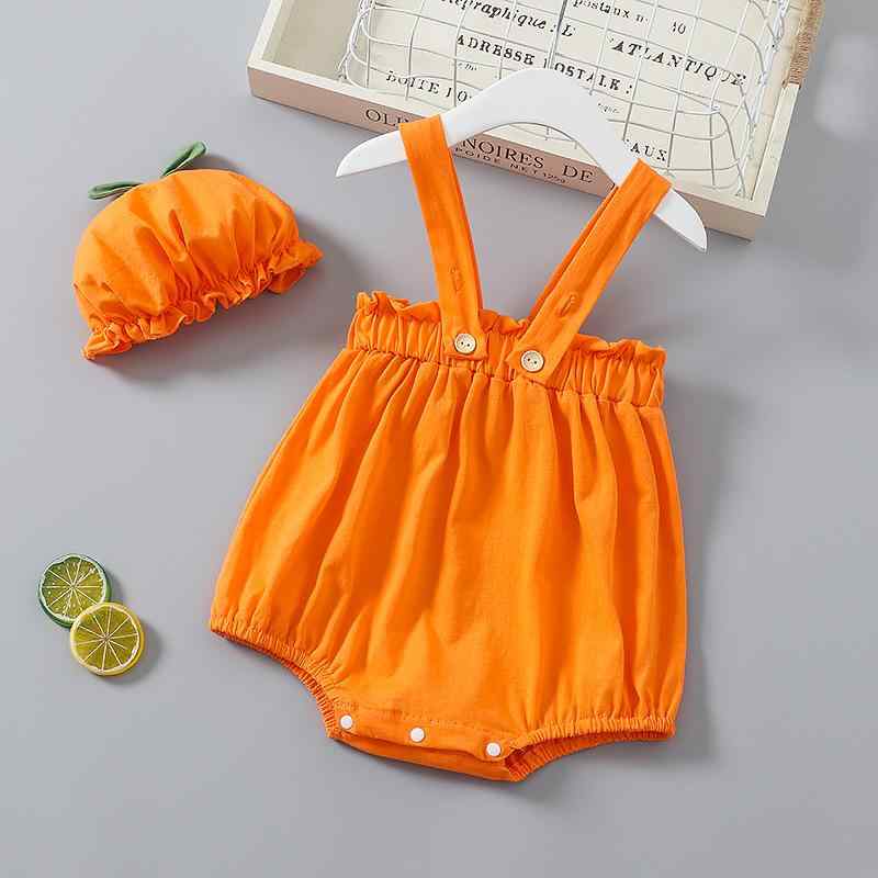 ロンパース ベビー かわいい 柿モチーフ キャラクター ノースリーブ 夏用 薄手 綿100% 男女兼用 部屋着..