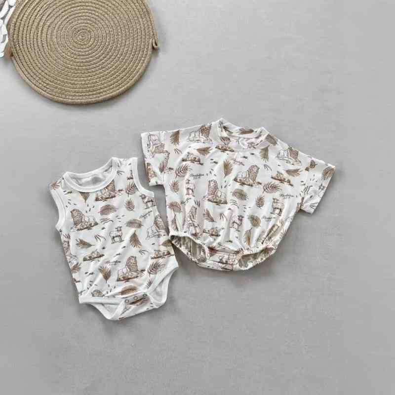 ロンパース 新生児 ベビー 赤ちゃん 男女兼用 竹繊維 再生繊維 薄手 夏用 春夏 北欧柄 総柄 高品質 通気性 速乾性 接触冷感 部屋着 ルームウェア パジャマ 寝巻き