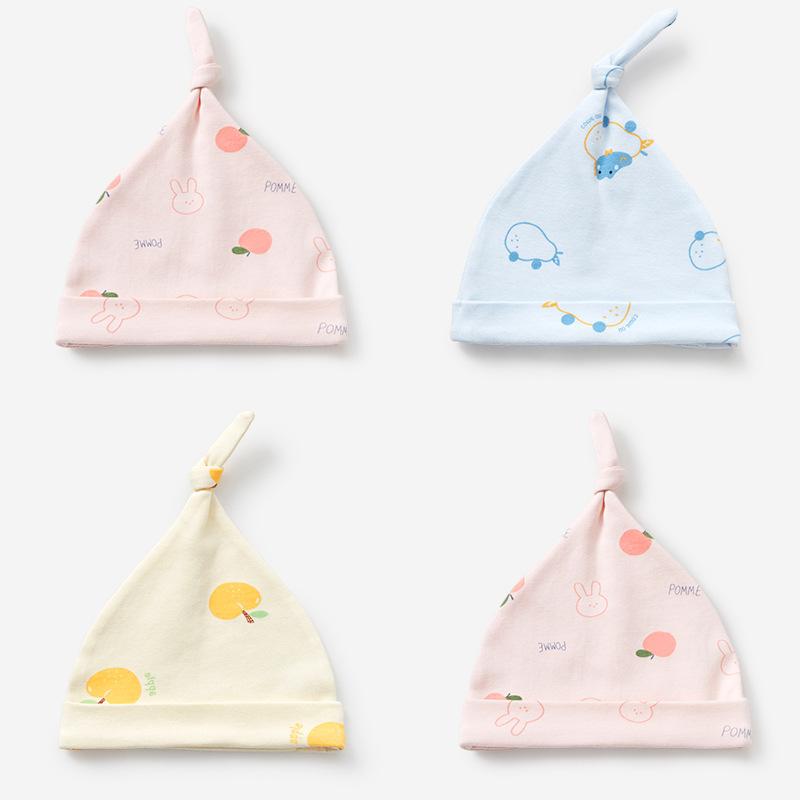 ベビー帽子 新生児 男の子 女の子 春夏 薄手 軽量 綿 コットン 生後0-3ヶ月 赤ちゃん 頭部保護 シンプ..