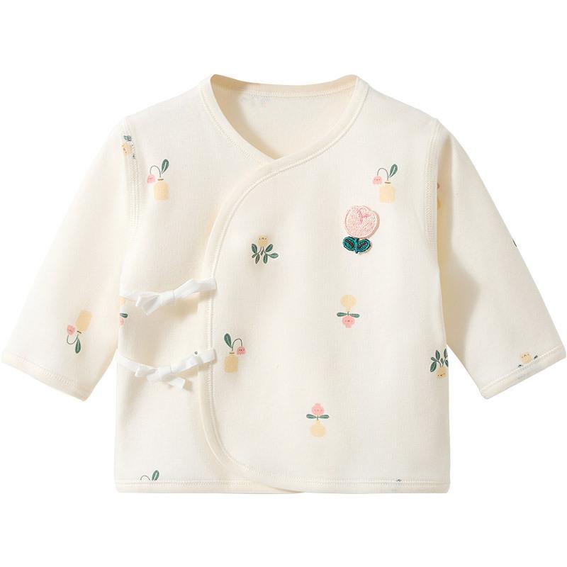 ベビー 新生児 男女兼用 短肌着 春秋 薄手 綿100% 前開き 打ち合わせ 0-3ヶ月 退院着 出産祝い 普段使い 柔らかい 肌に優しい 吸水速乾 通気性 ルームウェア(x2)