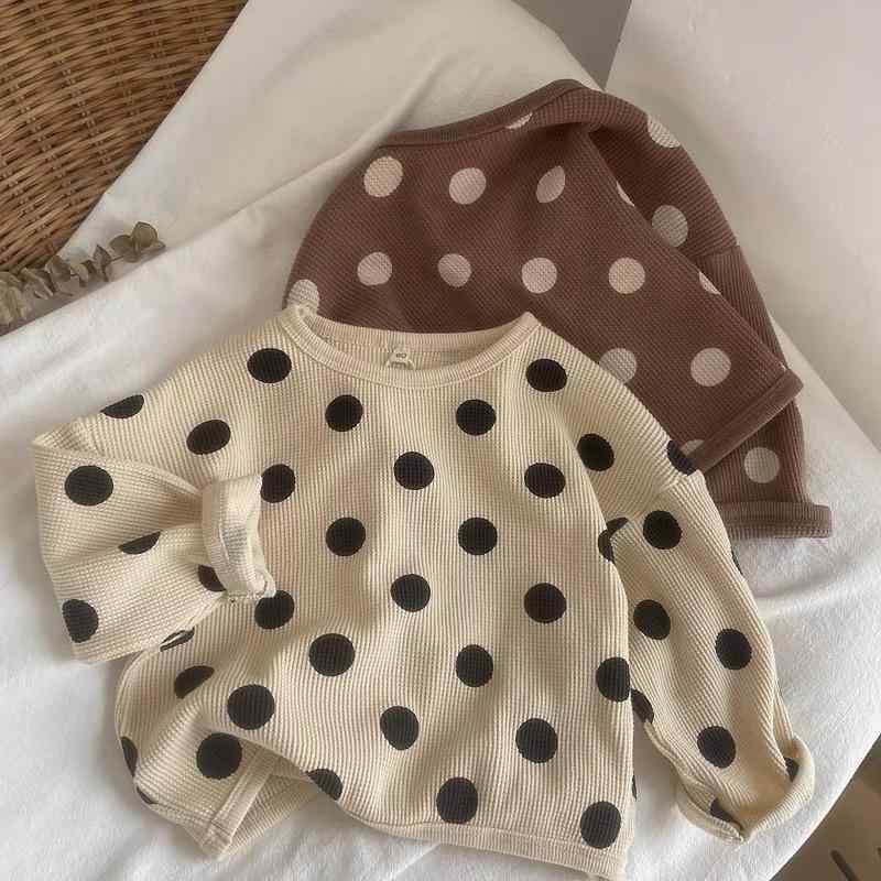 Tシャツ キッズ 男の子 女の子 ベビー 韓国風 韓国子供服 ドット柄 水玉模様 ワッフル生地 コットン 綿..