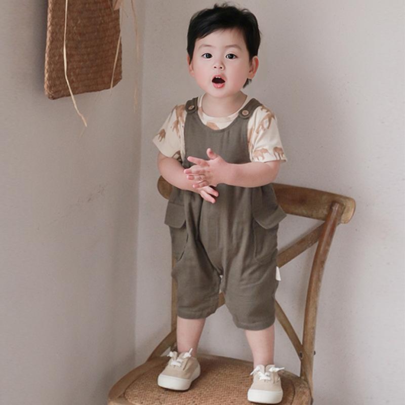 オーバーオール サロペット ベビー キッズ 男の子 女の子 子供用 欧米風 綿麻 ゆったり ルーズ ポケッ..