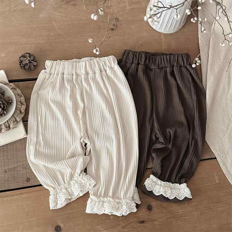 パンツ ベビー 女の子 幼児 春秋 ゆったり ルーズ カジュアル ロングパンツ 長ズボン レース フリル 裾..