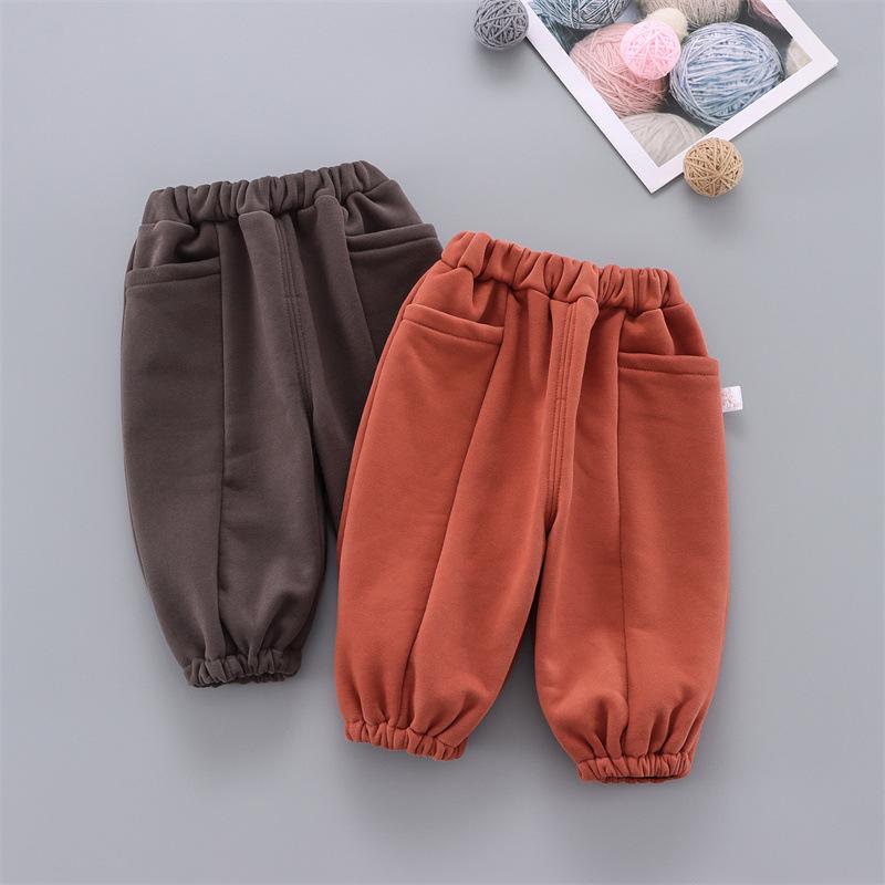 パンツ ベビー 子供 男の子 女の子 フリース 厚手 綿混 ゆったり ルーズ 九分丈 クロップド 切り替え ..