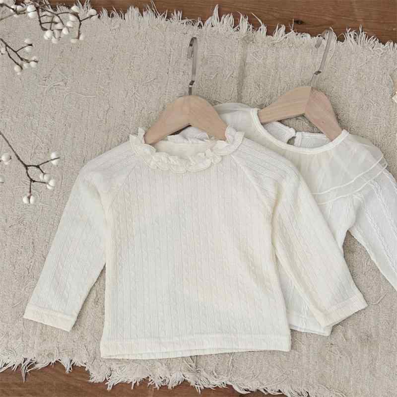 トップス ベビー 女の子 秋冬 フリル襟 長袖 ケーブルニット プリンセス風 インナー コットン 綿 柔ら..
