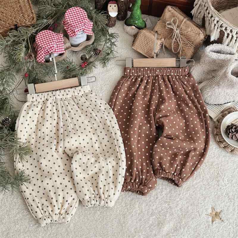 パンツ ベビー キッズ 男の子 女の子 兼用 冬 裏ボア ジョガーパンツ 水玉 ドット ゆったり 楽ちん カ..